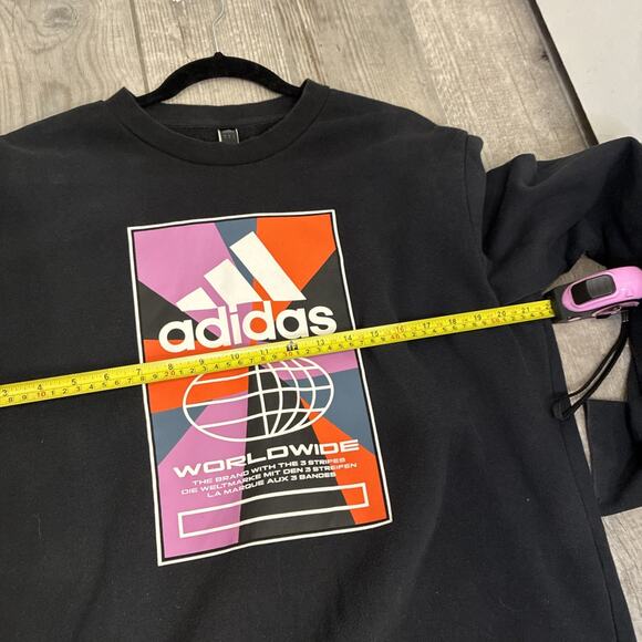 Adidas Men’s Large Black Graphic Crewneck Sweatshirt Logo Athletic Pullover - Picture 8 of 8